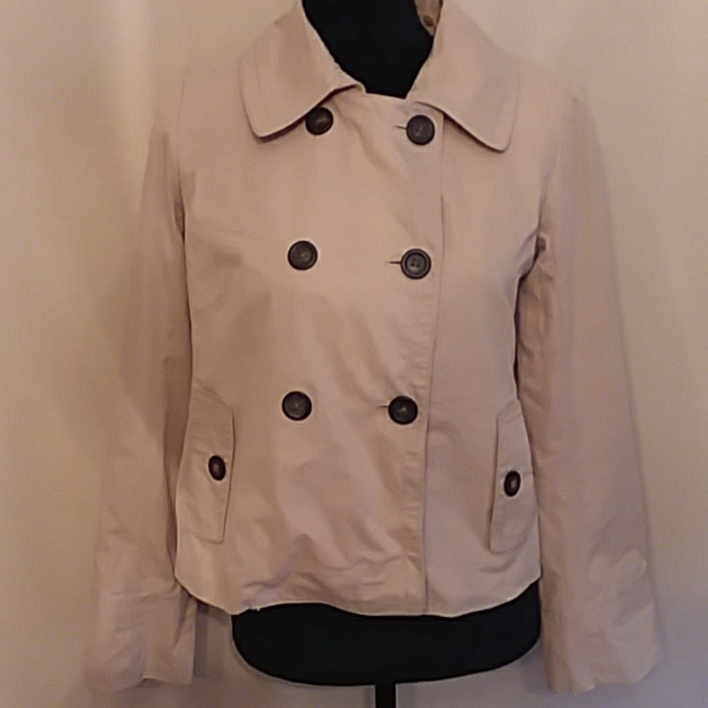 J Crew Khaki Pea Coat Light Weight Beige Jacket